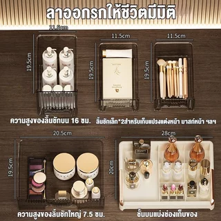 BHQ กล่องเก็บเครื่องสำอาง ตู้เก็บสกินแคร์ ลิ้นชักใส กันฝุ่นกันน้ำจัดระเบียบโต๊ะเครื่องแป้ ความจุเยอะ