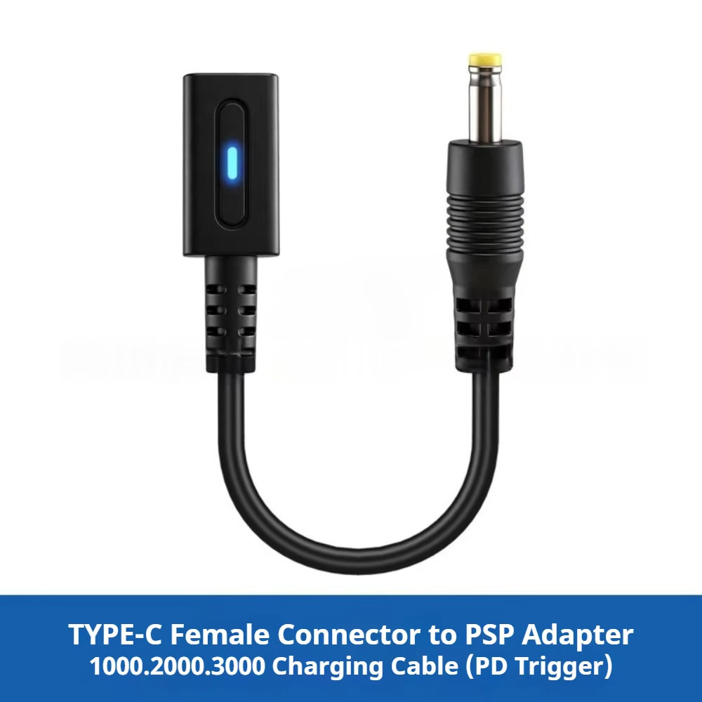 PD USB-C to PSP Charger Adapter Cable, 10 ซม. Fast CHARGING Converter เปลี่ยนใช้งานร่วมกับ PSP 1000 2000 3000, USB Type C Power CHARGING ADAPTER สายไฟ