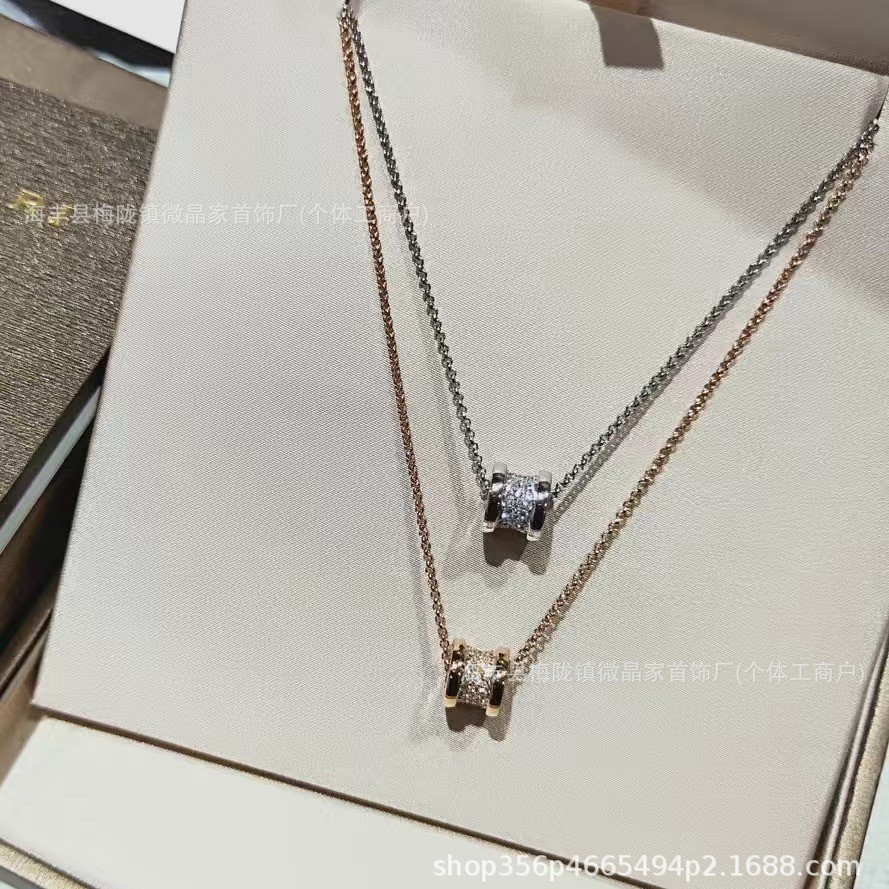Bv รุ่นสูง Bao Home Full Diamond สร้อยคอเอวเล็ก Seiko CNC รุ่นไม่จางหาย S925 ชุบเงิน 18K สร้อยคอทองค