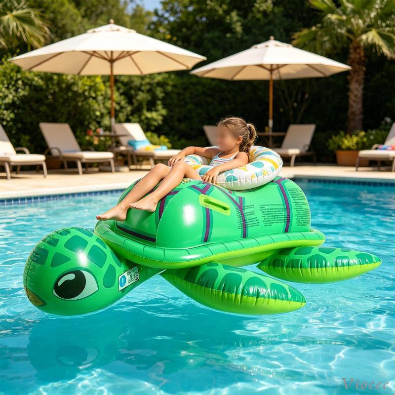 [Viocee] Kids Inflatable Sea Turtle Pool Float, with Handle, ของเล่นน้ํา, Ride on Pool Float, สําหรั