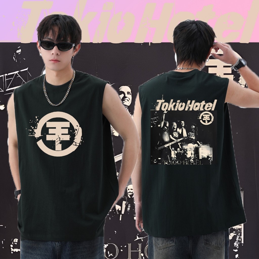 เสื้อกล้ามไร้แขนผ้าฝ้าย100% Tokio Hotel ลายศิลปะวงดนตรีสไตล์วินเทจ สวมใส่สบาย แฟชั่นยอดนิยมสำหรับทุก