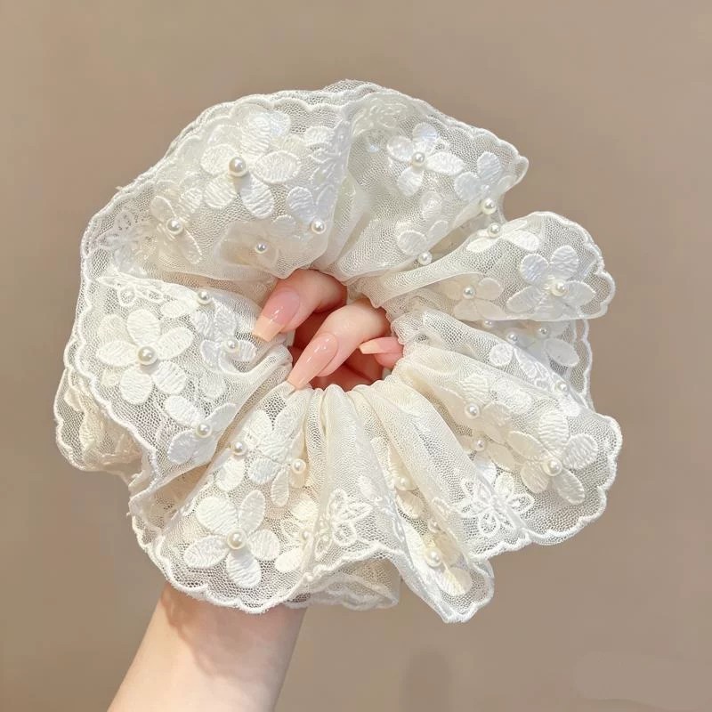 Super Fairy Four-Layer Gauze ดอกไม้ผม Tie หญิงหวาน Tie Hair Ball Head Low หางม้าผม Tie