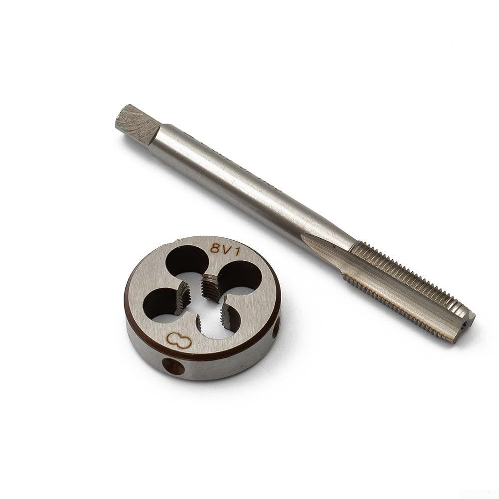 HSS Tap & Die ชุด 0.305-32 (0.305x32) สําหรับยางวาล์ว Stem Repair,3 Groove เรียวลวดความเร็วสูง,8V1-3