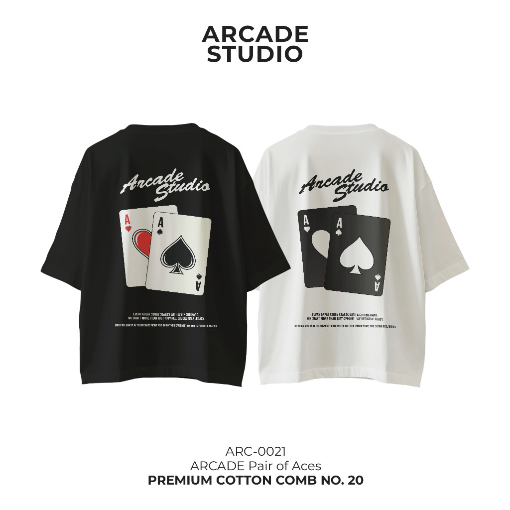 (จัดส่งตลอด 24 ชั่วโมง) ARCADE เสื้อ Pair of Aces Oversize เนื้อผ้า 100% Cotton เสื้อยืดคู่รัก