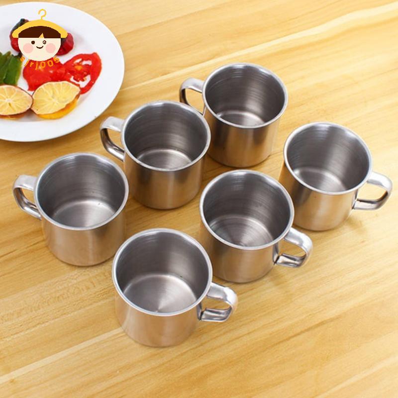 〔8C05〕 6 ชิ้น Outdoor Camping Hiking Tea Mug ถ้วยถ้วยกาแฟสแตนเลส 〔8C〕