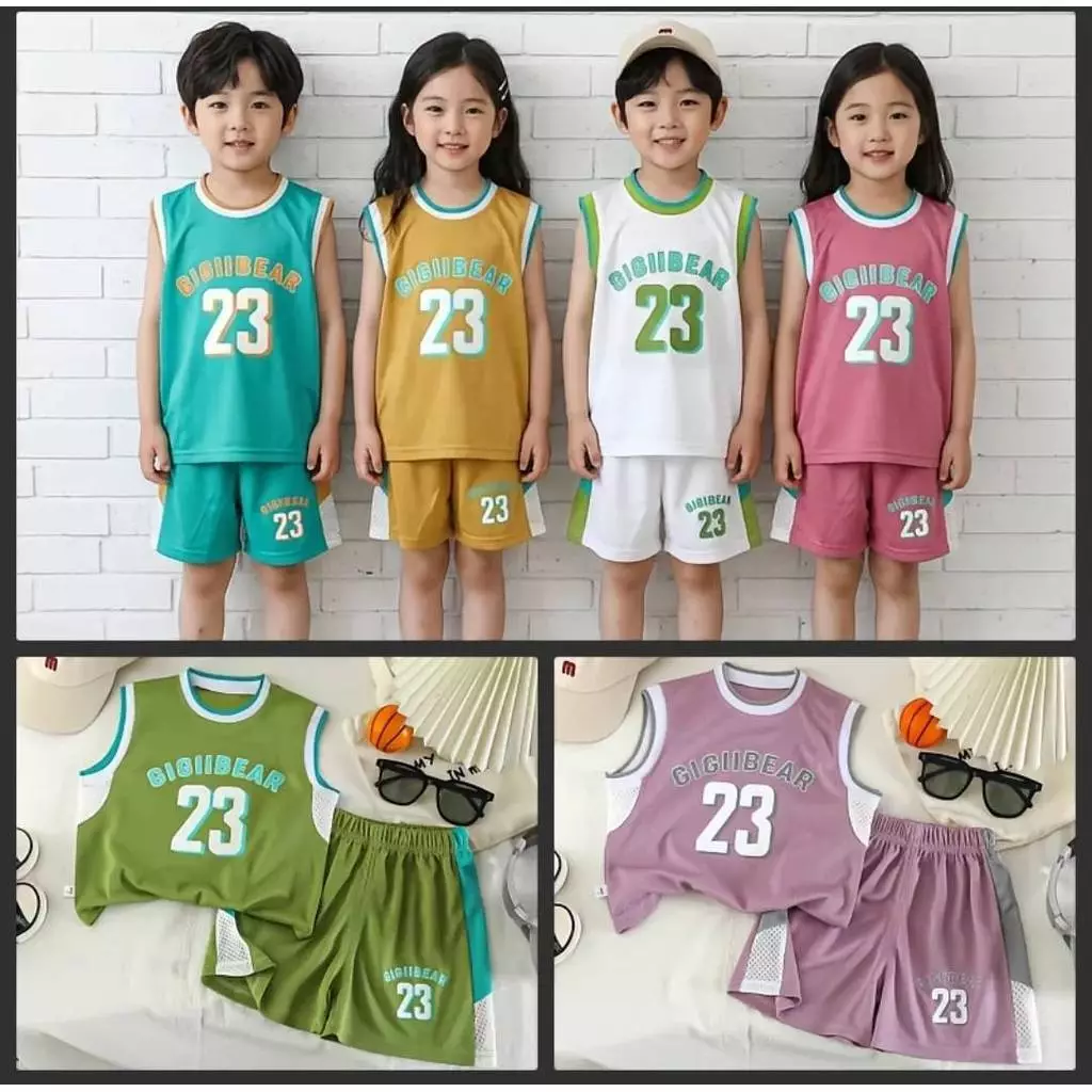 ชุดกีฬาแขนกุด+กางเกงขาสั้น สำหรับเด็ก ใส่เล่นกีฬาหรือใส่อยู่บ้านก็ได้ ระบายอากาศได้ดี🌺