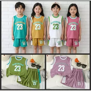 ชุดกีฬาแขนกุด+กางเกงขาสั้น สำหรับเด็ก ใส่เล่นกีฬาหรือใส่อยู่บ้านก็ได้ ระบายอากาศได้ดี🌺