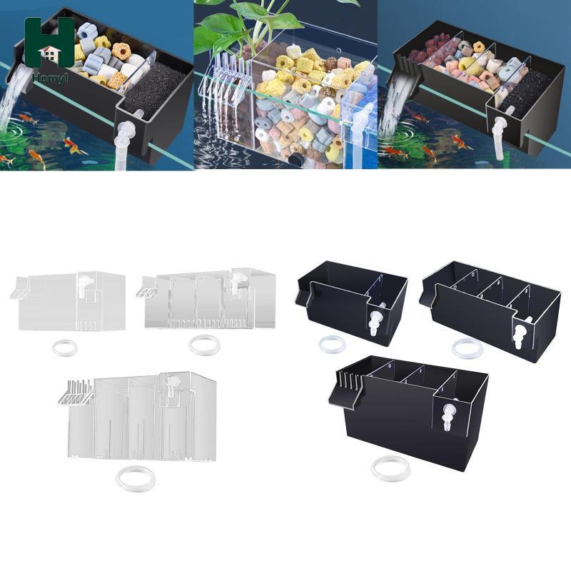Homyl Aquarium Hang-on Overflow Filter Box พร้อมถาดหยดสําหรับเดสก์ท็อป Fish Tank Breeder Box Aquariu