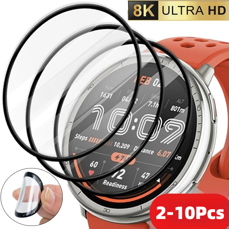 สําหรับ Amazfit Falcon Balance 2 Active 2 Zepp E Square Max วงกลม 2-10 ชิ้น 100D โค้งสีดําขอบฟิล์มกระจกนิรภัยสําหรับ Amazfit นาฬิกา 3 T-Rex 3 2 Cheetah Pro นาฬิกาป้องกันหน้าจอ