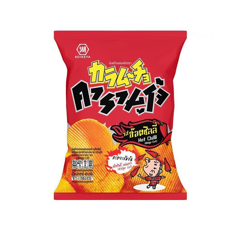 คารามูโจ้มันฝรั่งแผ่นหยักฮ๊อตชิลลี่ 86ก KARAMUCHO RIDGE CUT HOT CHILLI 86G