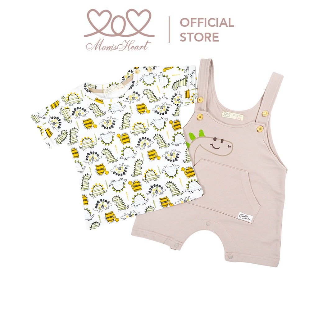 SB8 MOMS HEART เสื้อแขนสั้นเด็กทารกพร้อมชุด Dungaree สั้น_(SL 6-24M)_MBD-213-065