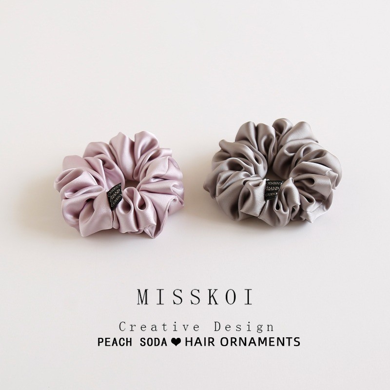 MISSKOI ซาตินฝรั่งเศสจีบสไตล์ทุกการแข่งขันขนาดใหญ่ลําไส้แหวนผมสไตล์อินอารมณ์ที่เรียบง่ายผูกผมยางรัดลําไส้ไขมันแหวนอุปกรณ์ผม