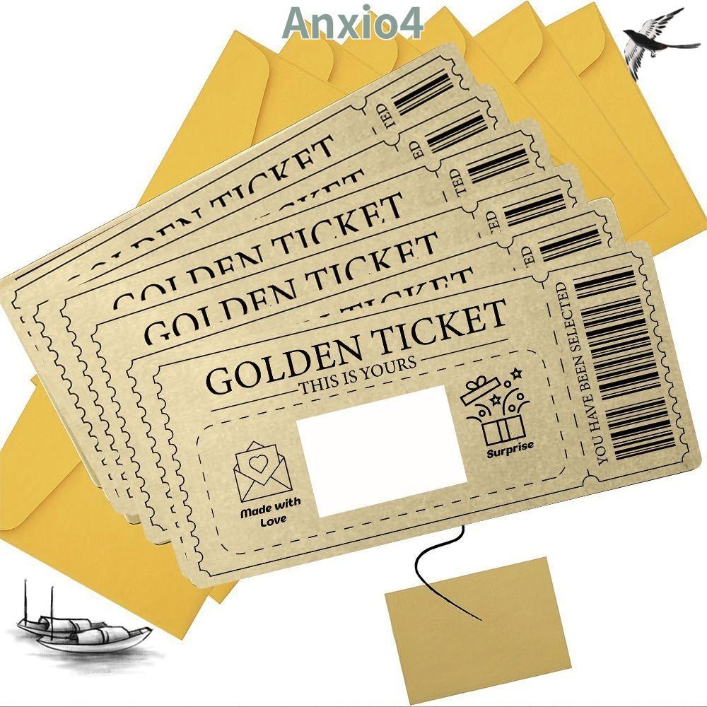 ANXIO4 Golden Ticket Scratch- Card,พร้อมซองจดหมายScratch Ticketคอนเสิร์ต,Raffle Gift Party Favor Scr
