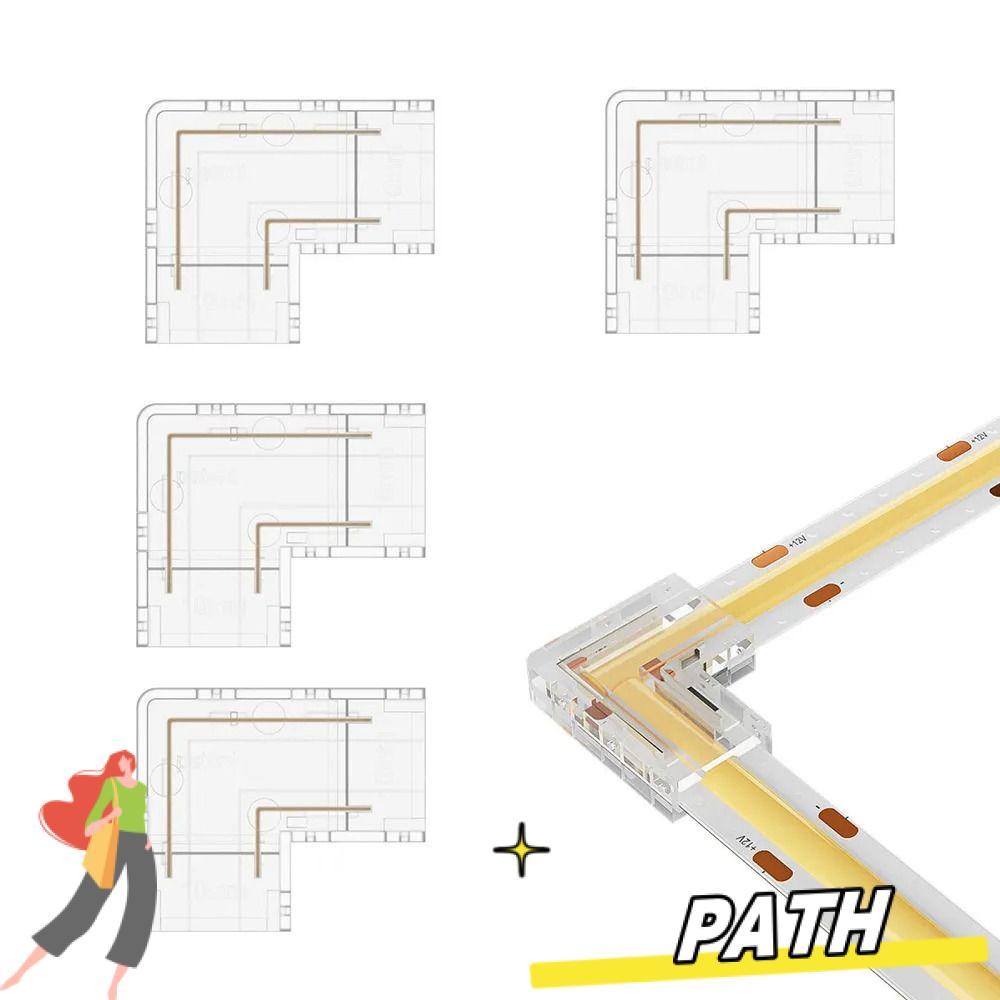PATH COB LED Connectors, 5/8/10 มม.Solderless โปร่งใส L Shape Cover Connectors, Quick Connect 90 องศ