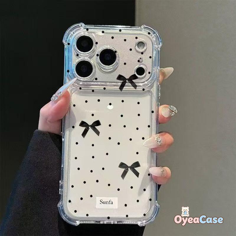 Polka Dot ริบบิ้นโบว์สําหรับ Realme 16 Pro + 15T 15 14 Lite 13 12 11 14X 12X 12 11X 10T 10 10S 9 Pro Plus 9i 8i 8 Pro หมายเหตุ 80 70T 60X 50 น่ารักโปร่งใส ปกสลิม