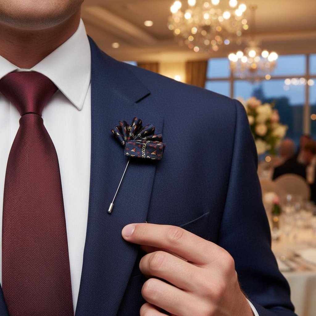 ชุดสูทผู้ชายดีไซน์หรู Bountyre Dapper Accent Flower Lapel Pin เหมาะสำหรับเจ้าบ่าว