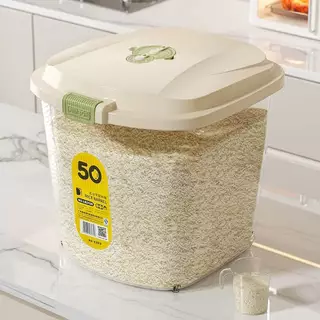 Home 5KG-25KG ลังข้าวสาร ถังเก็บเม็ดข้าวสาร ลังเก็บอาหารแห้ง กล่องเก็บข้าวสาร ปิดผนึกป้องกันความชื้น ล้อเลื่อนแบบถอดได้