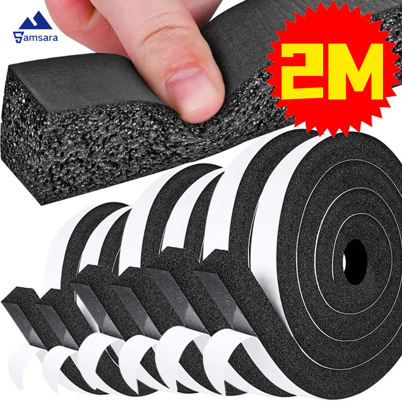 ฟองน้ํา Weatherstrip Seal Strip 2M, Door Window Gap Sealer Self-Adhesive, Heatproof ฉนวนกันความร้อน, กันฝุ่นและแมลง