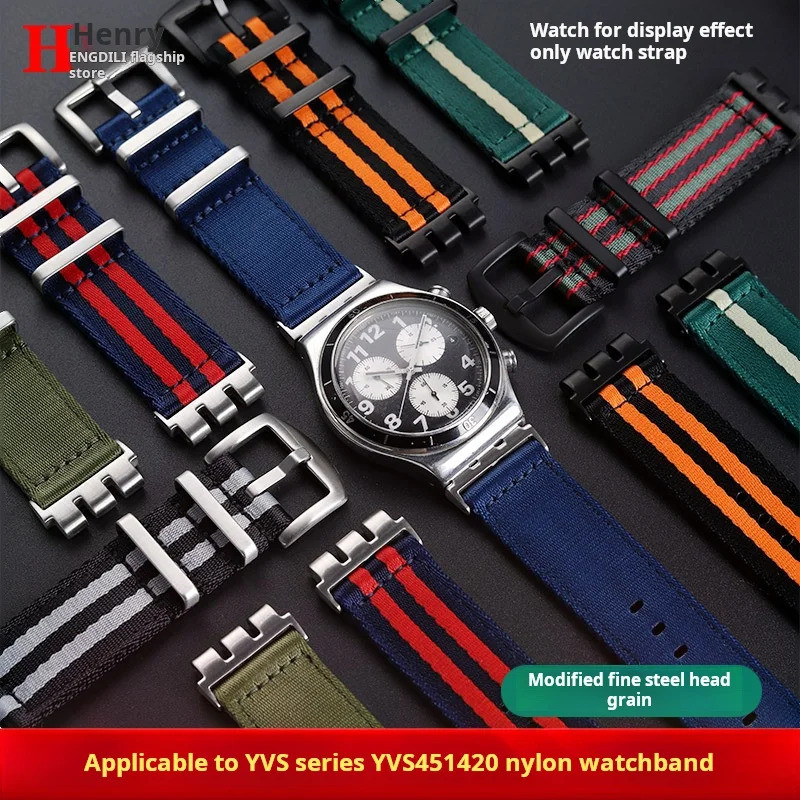 21mm Modified Metal steel adapter waterproof watch strap For Swatch yvs400 yvs420 yvs451 454 nylon w