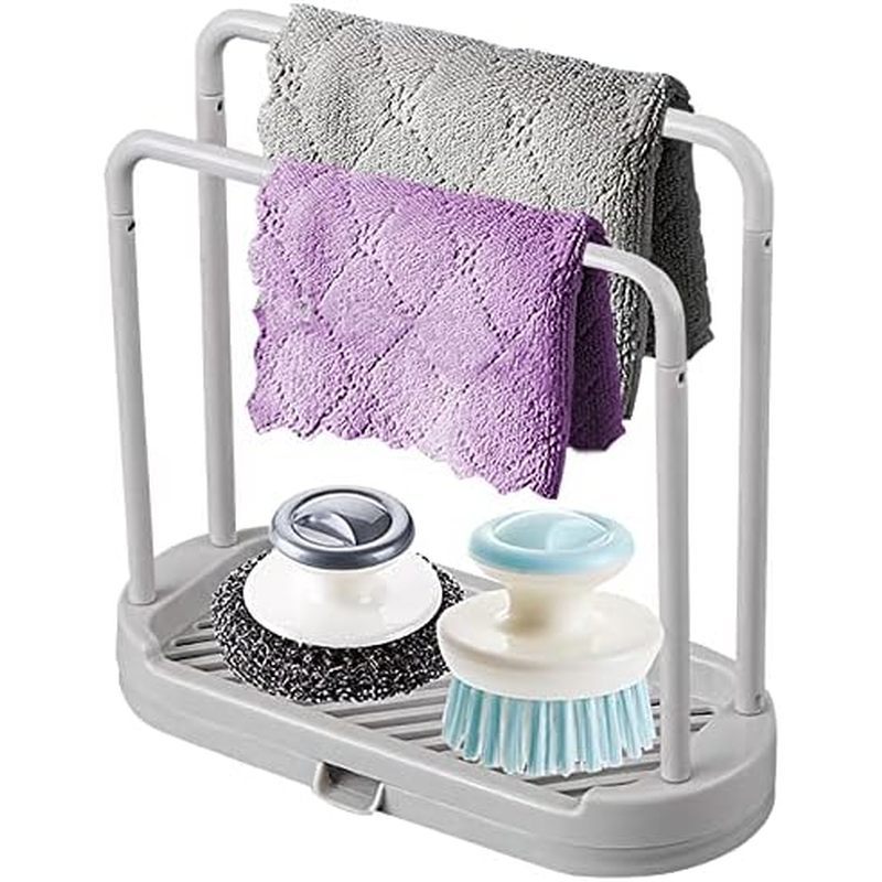 Kitchen Sink Rack Tray Organizer Stand for Sponge, Dish Cloth, Rag, Brush, Scrubber Storage and Orga