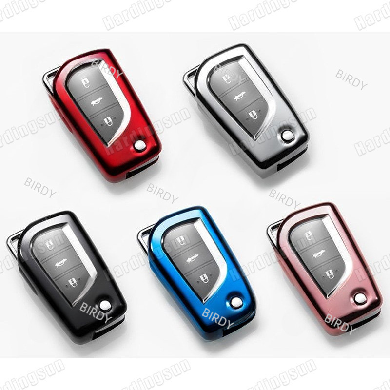 BIRDY Toyota fortuner innova ฝาครอบกุญแจ Soft TPU รถระยะไกล Fob Key Case ผู้ถือพวงกุญแจสําหรับ Toyota yaris hilux vellfire altis Auris รถ keyring อุปกรณ์เสริม
