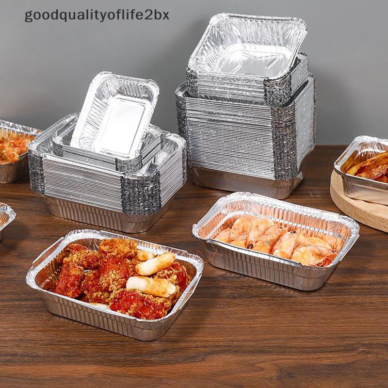 [ใหม่] 10 ชิ้นสี่เหลี่ยมผืนผ้าถาดอลูมิเนียมฟอยล์อลูมิเนียมฟอยล์ Air Fryer Liner Non-Sti Baking Pans เกรดอาหารชามบาร์บีคิวสําหรับ Air Fryer เตาอบเบเกอรี่ทําอาหารครัวเครื่องมือ [TH]