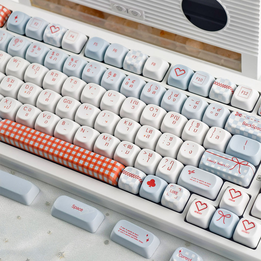MAIMOOO สีแดงสีฟ้า Sweet Kiss Keycap MOA/เชอร์รี่โปรไฟล์ 120 คีย์ PBT Dye Sublimation Aula F75 Fante
