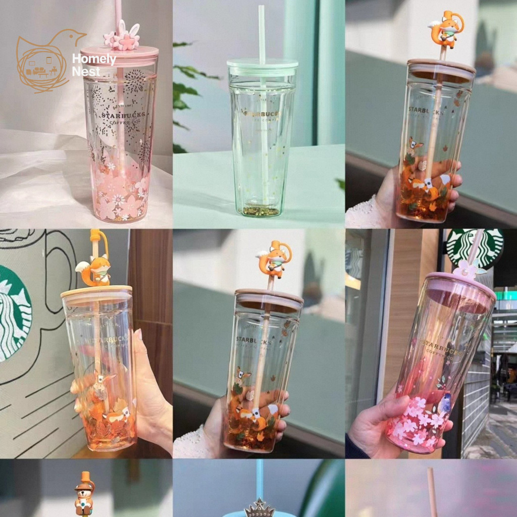 Starbucks Tumbler Original Cup & Glass Tumbler พร้อมหลอด - ขวดน้ําฉนวนแบบใช้ซ้ําได้,แก้วเดินทางป้องกันการรั่วสําหรับชากาแฟ