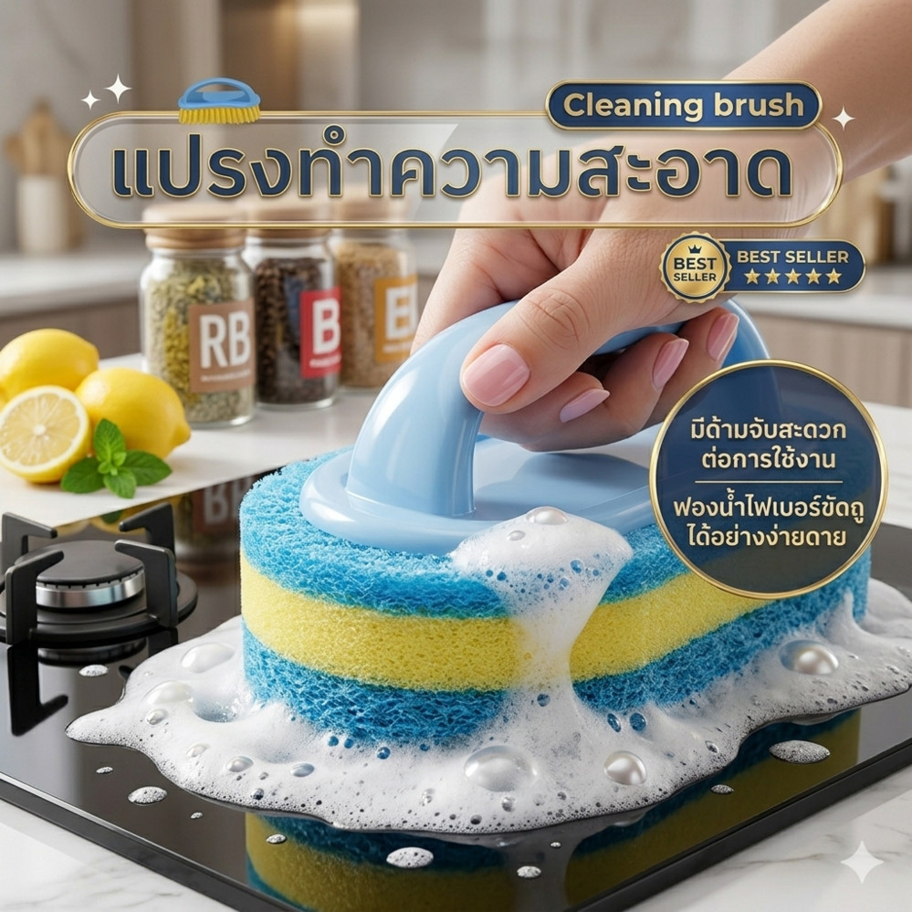 แปรงทำความสะอาดมีด้ามจับ สีทูโทน แปรงขัดห้องน้ำ แปรงทำความสะอาดมีด้ามจับ มีมือจับ อเนกประสงค์ ห้องน้ำสะอาด ห้องครัวสะอาด