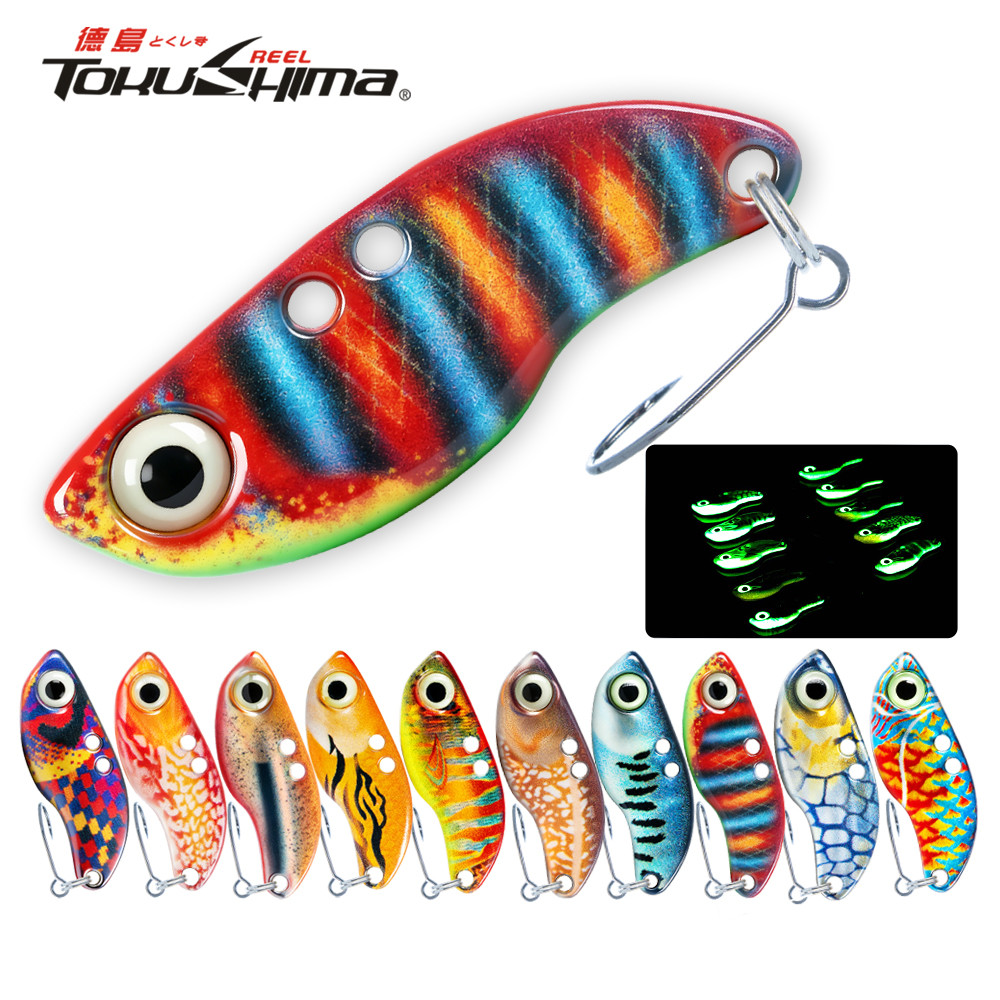 3D พิมพ์โลหะเรืองแสง VIB Lure Micro Lure 3g 4g 5g Sinking Fishing เหยื่อหล่อ Lure Anti-Snag Hook