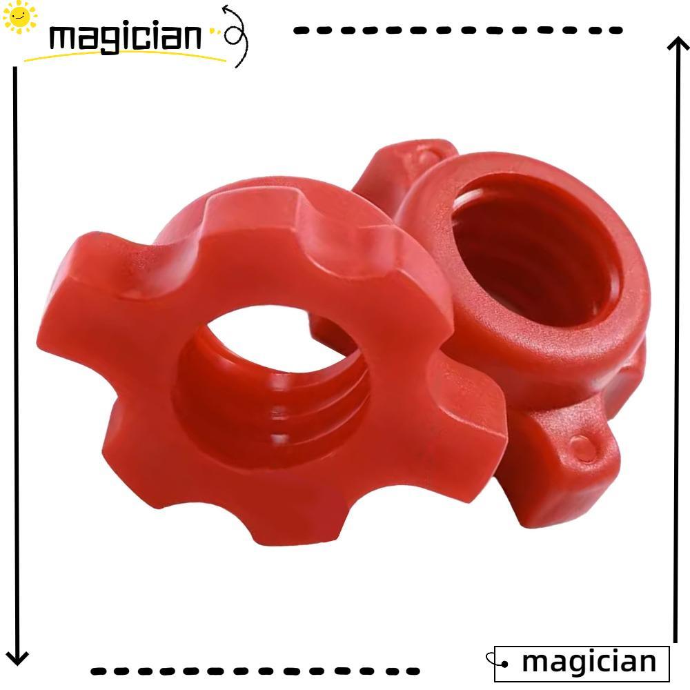 MAGICIAN 4 ชิ้น Dumbbell Nuts, Hex Fixing Red Spinlock Collar, ยกน้ําหนักใช้งานง่าย Anti Slip Barbel