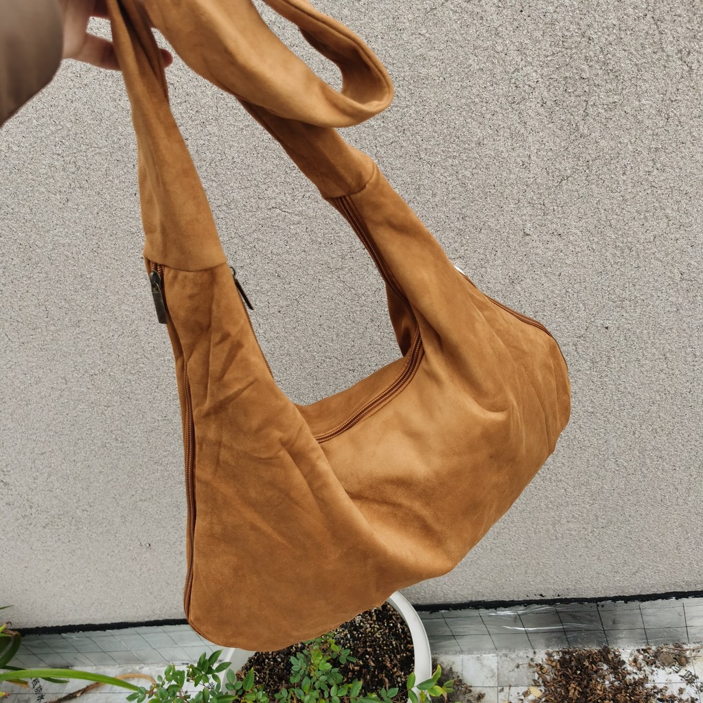 Casual Lazy Suede Suede กระเป๋าสะพาย Messenger Bag Monk Bag Dumpling Bag V2