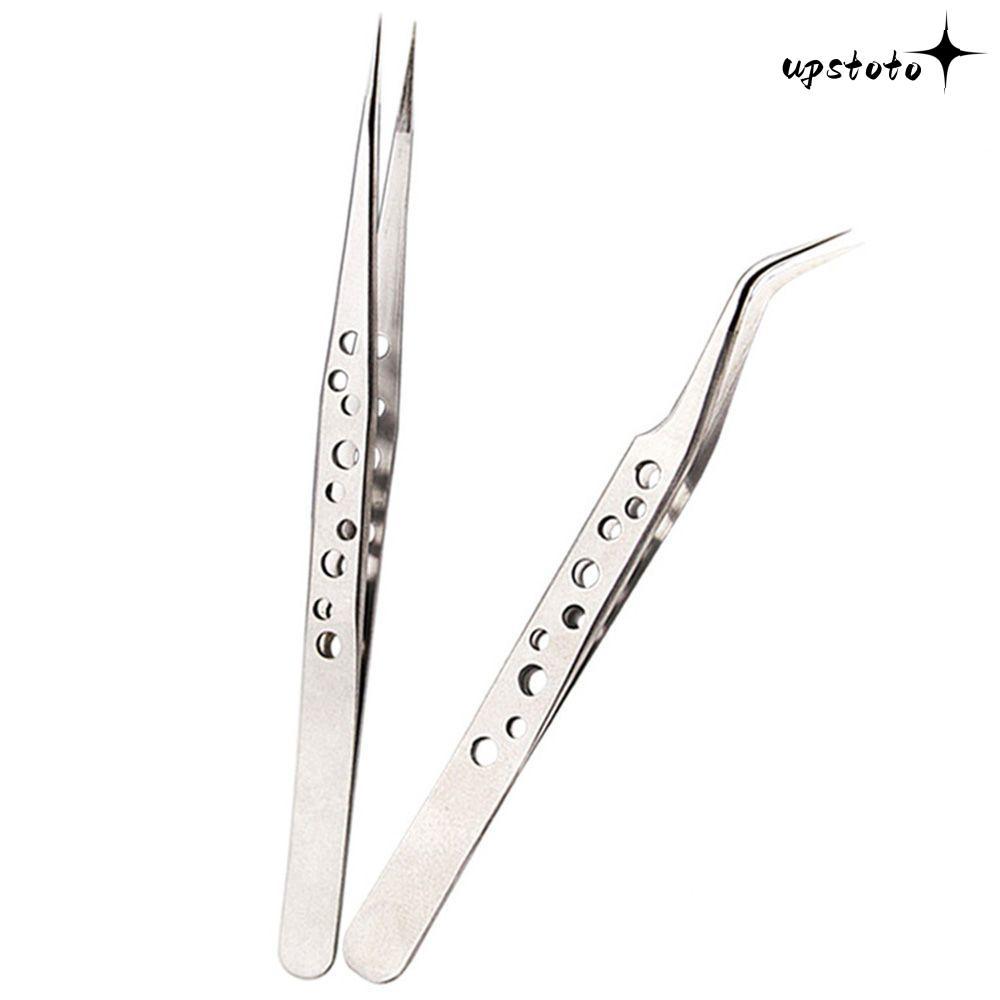 UPSTOTO แหนบขนตาโค้งสแตนเลส Nippers คลิปเครื่องมือ