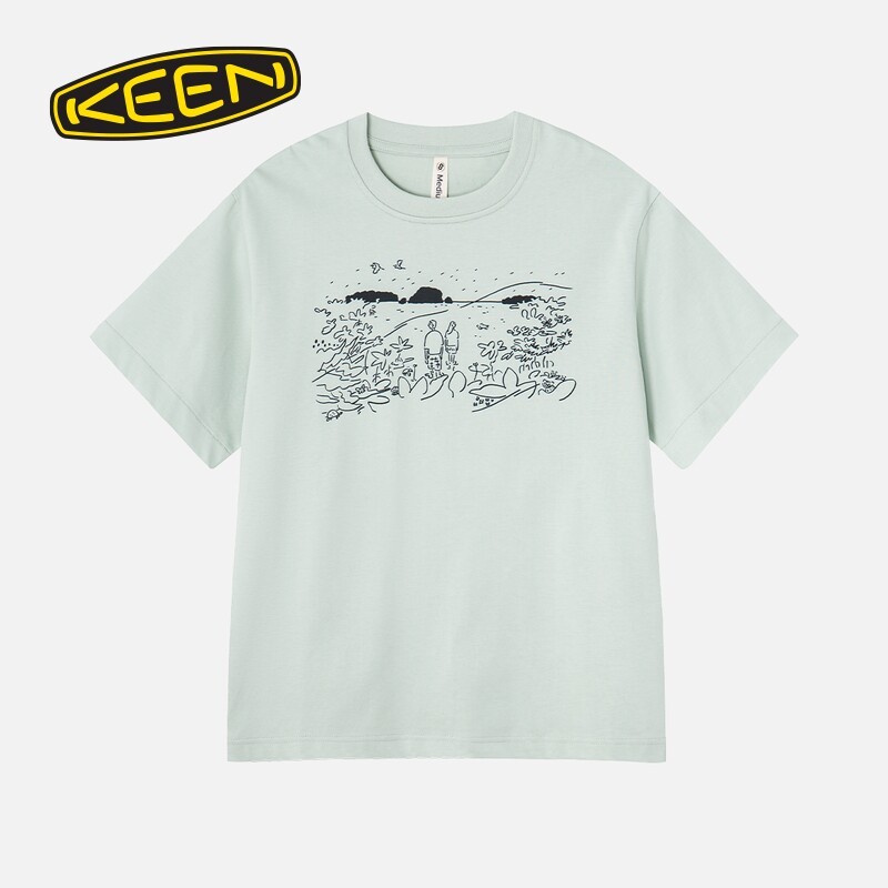KEEN Us4 OC/RP DRIFT ISLAND TEE ผู้ชายและผู้หญิงกลางแจ้งสบายๆรอบคอแขนสั้นเสื้อยืด Plus ขนาดเสื้อผู้ช