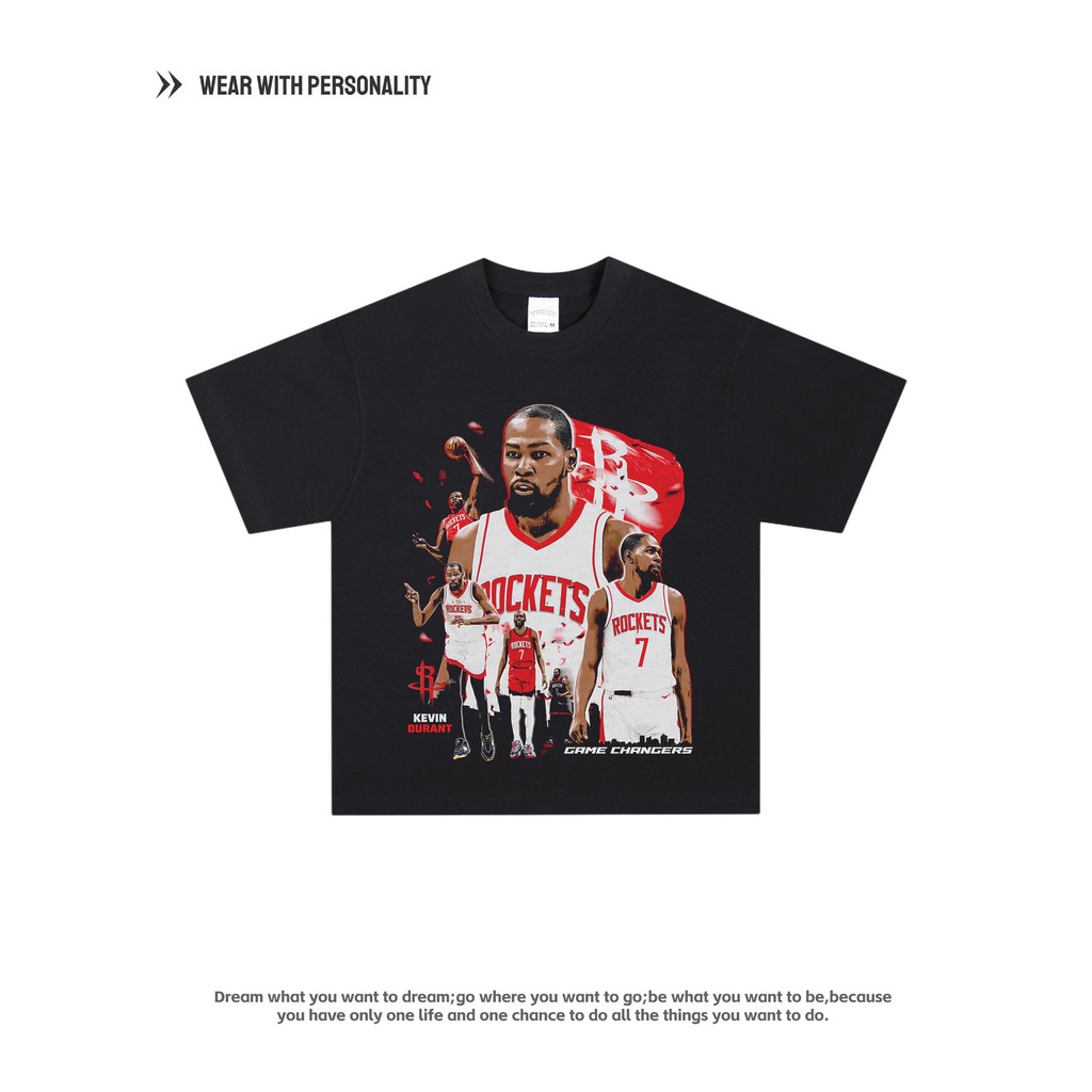 [มีสินค้า] เสื้อยืดแขนสั้นสไตล์เรโทรอเมริกัน Kevin Durant Suns Durant ผ้าฝ้ายแท้