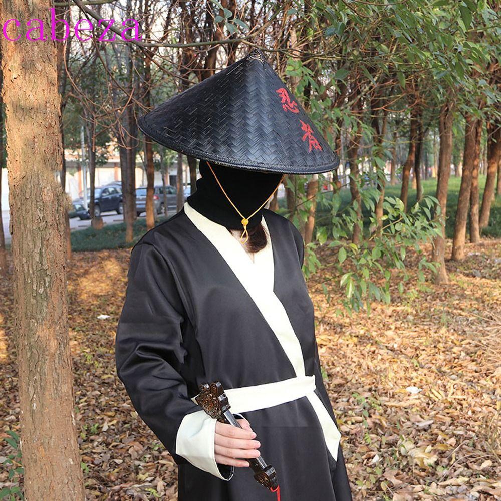 CABEZA ไม้ไผ่หวายหมวกป้องกันแสงแดดสานหมวกฟางปรับ Stage หมวก Shaolin Kung Fu กรวย Retro Sunscrean สวนนินจาคอสเพลย์