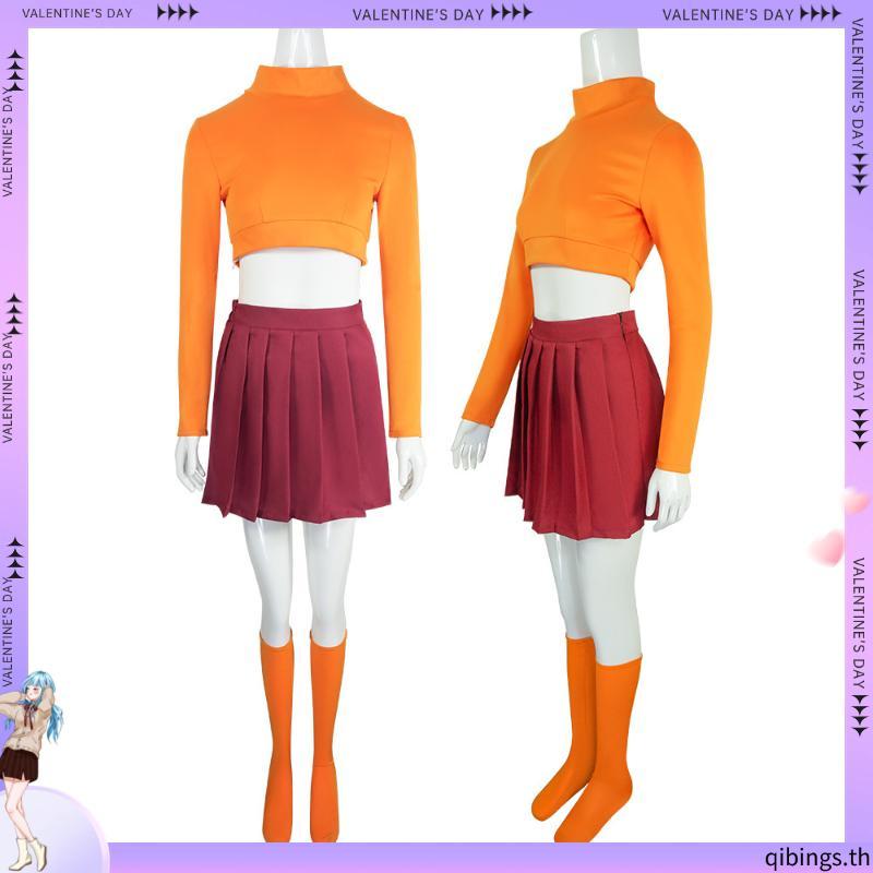 ชุดเครื่องแต่งกายคอสเพลย์ Dinkley Velma Scooby Doo สําหรับผู้ใหญ่