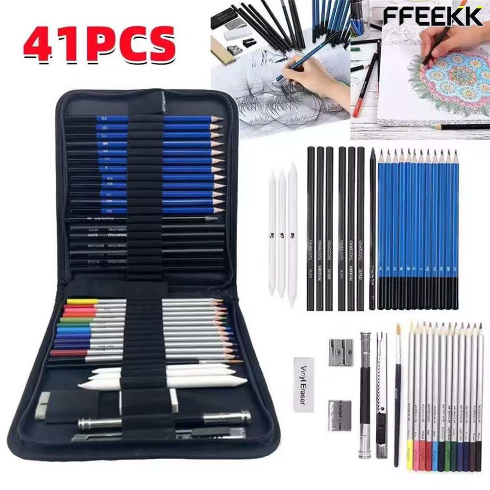 Bview Art Professional 41pcs ARTIST ดินสอสี set Sketch and ดินสอวาดรูป Art set