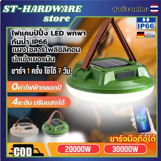 โคมไฟ LED แคมป์ปิ้ง ชาร์จเร็ว Type-C & Solar Cell 20000W ปรับระดับแสงได้ ไฟสปอร์ตไลท์พกพา