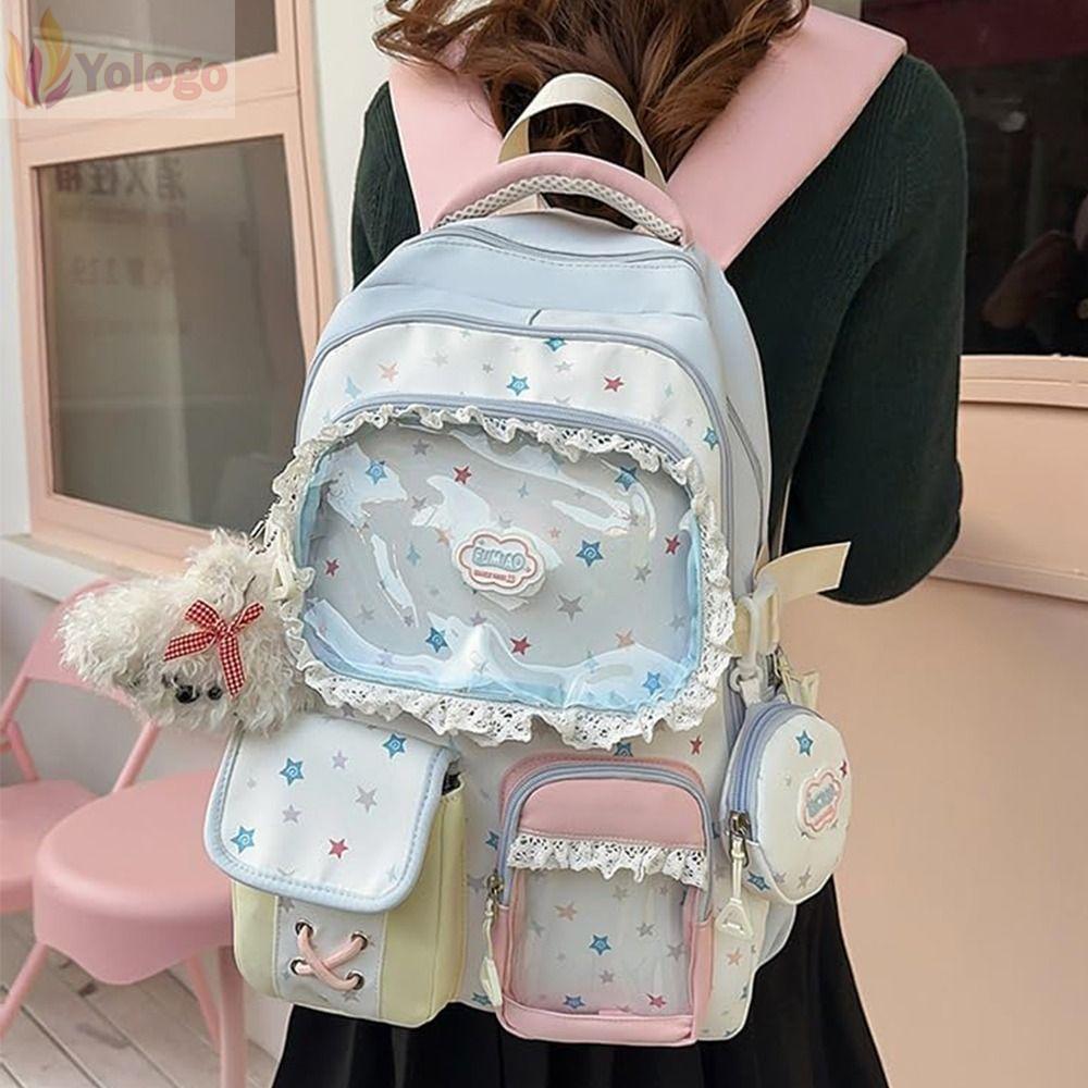 YOLOGO Cutecore Backpack, Y2k พร้อม Pendent Ita Bag Purse, Aesthetic JK Bookbag Bags Daypack