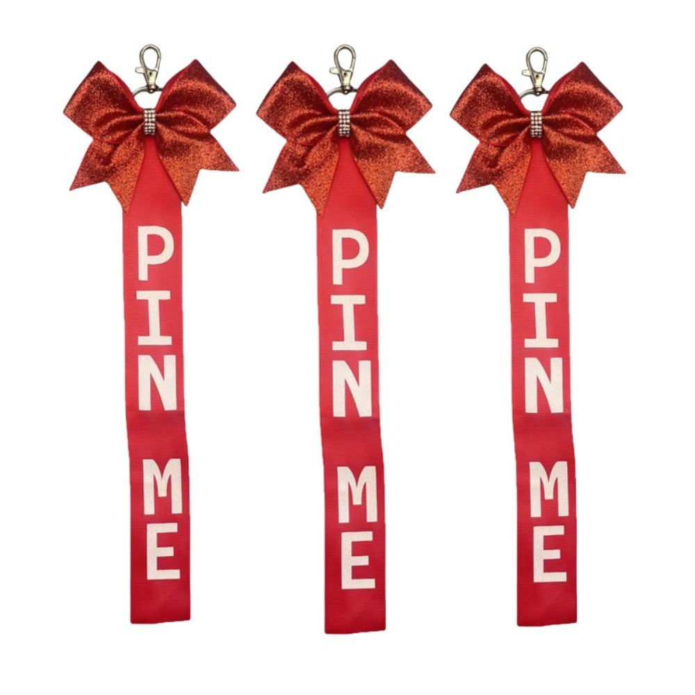 Pin Me Cheer Bow พวงกุญแจ Rhinestone Shine Streamer Charm อุปกรณ์เสริม