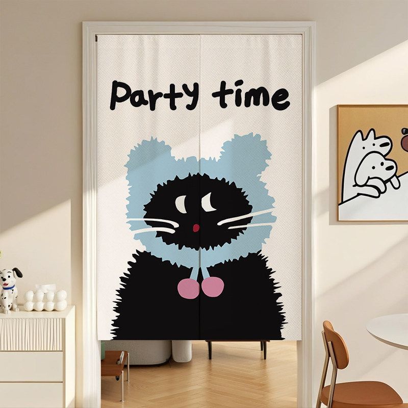 American-style Half Partition Curtain Cartoon Animal Hanging Curtain Punch-free Household Bedroom Cl
