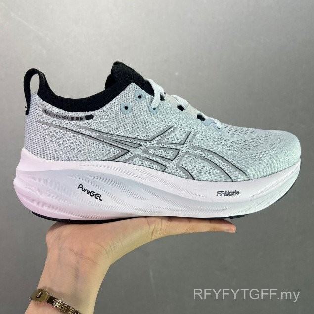 Asics Gel-Nimbus 26 รองเท้าวิ่งผู้ชาย Gel-Nimbus 25 รองเท้ากีฬากันกระแทกน้ําหนักเบา OU1A HYAK 1X5M
