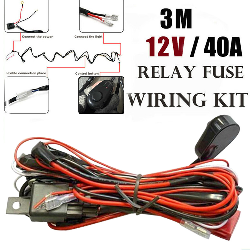 ชุดสายไฟ รีเลย์ สวิตช์ สปอร์ตไลท์ ไฟออฟโรด แอลอีดี LED 12V กำลังสูง สายไฟรีเลย์ ยาว 3เมตร
