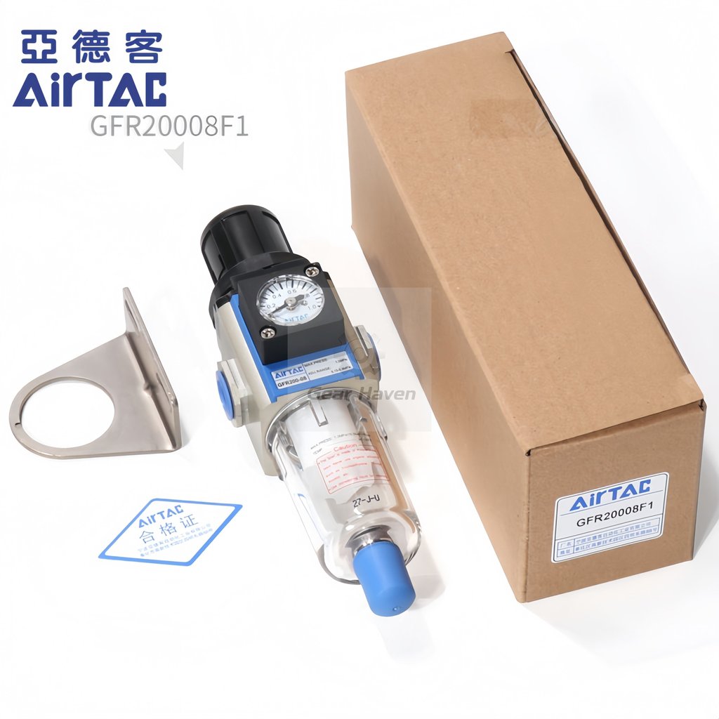 AIRTAC ตัวกรองควบคุมความดันอากาศโปรเซสเซอร์แหล่งอากาศ  GFR200-08 06 GFR300-08 10 15 GFR400-10 15 GF