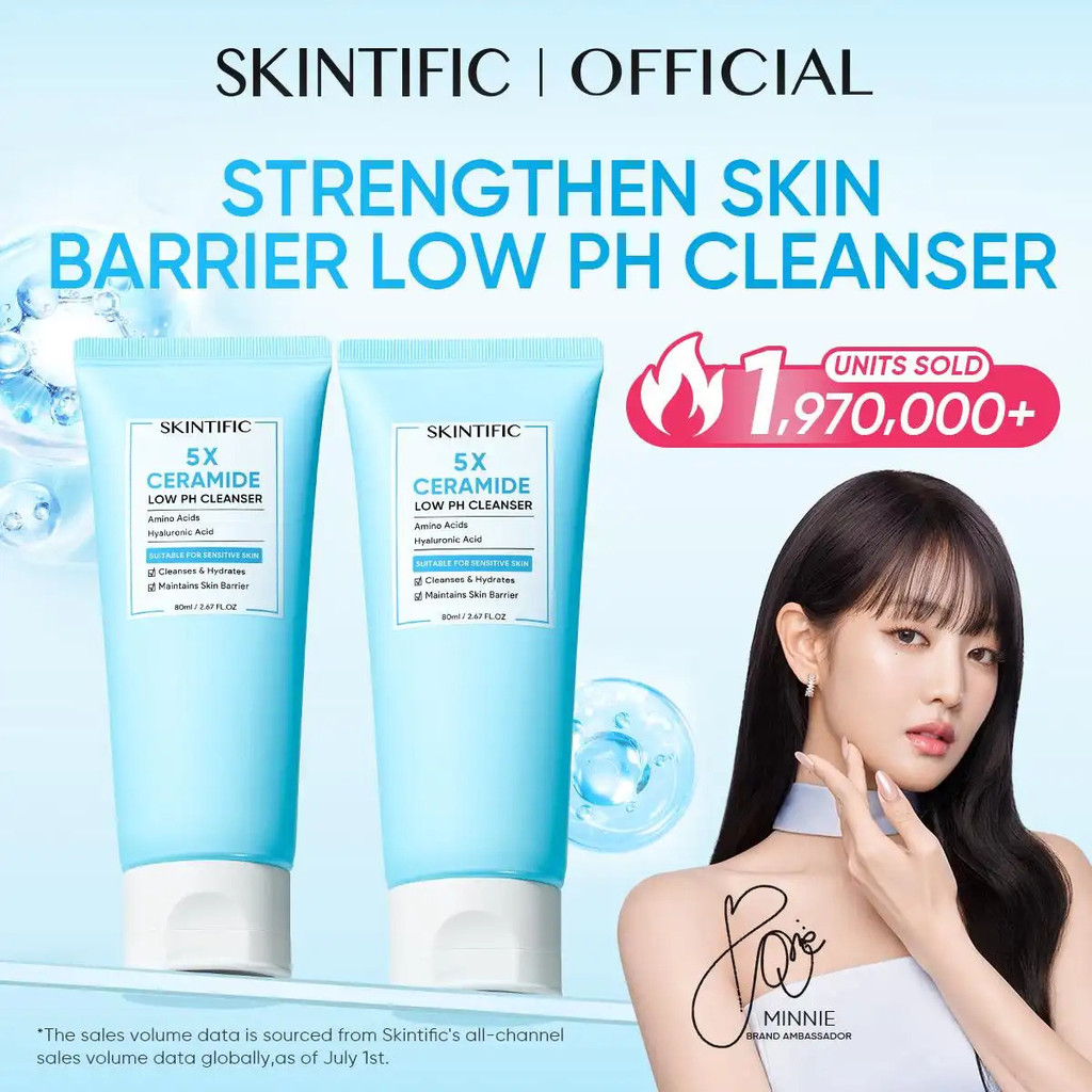 SKINTIFIC 5X Ceramide Low PH Cleanser 80ml - Gentle Cleanser / Facial Hyaluronic Cleansing Face Foam