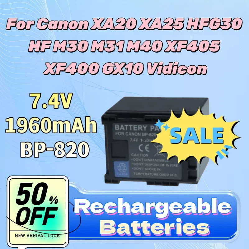 ใหม่แบตเตอรี่ลิเธียมสําหรับกล้อง Canon XA20 XA25 HFG30 HF M30 M31 M40 XF405 XF400 GX10 Vidicon 7.4V 