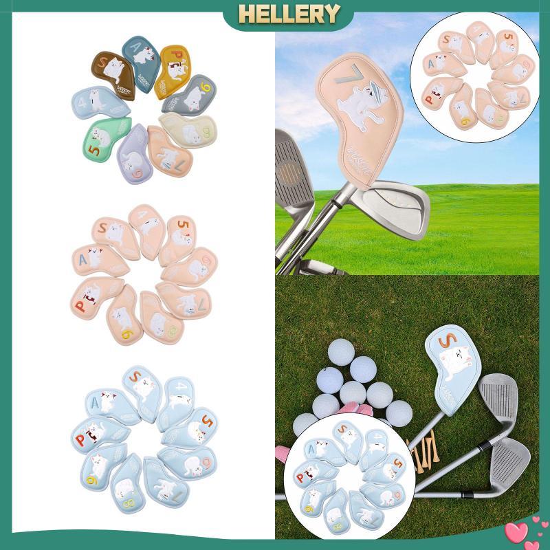 [HelleryTH] 9x Golf Iron Covers Set 4,5,6,7,8,9,A,S,P Golf Clubs Case Protective Golf Club Head Cove