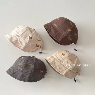 [3-12 เดือน] หมวกกันแดดเด็กฤดูใบไม้ผลิฤดูใบไม้ร่วง Pony ปักหมวก Little Month Age Baby Wear หมวกอ่างล้างหน้า Sun-Straw SM605