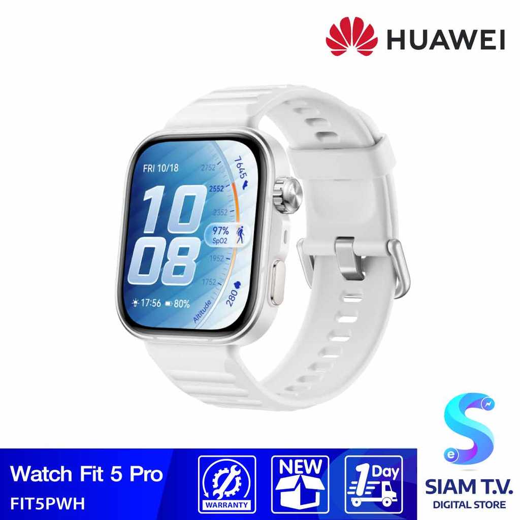 Huawei Watch Fit 5 Pro - White (Fluoroelastomer Strap) โดย สยามทีวี by Siam T.V.
